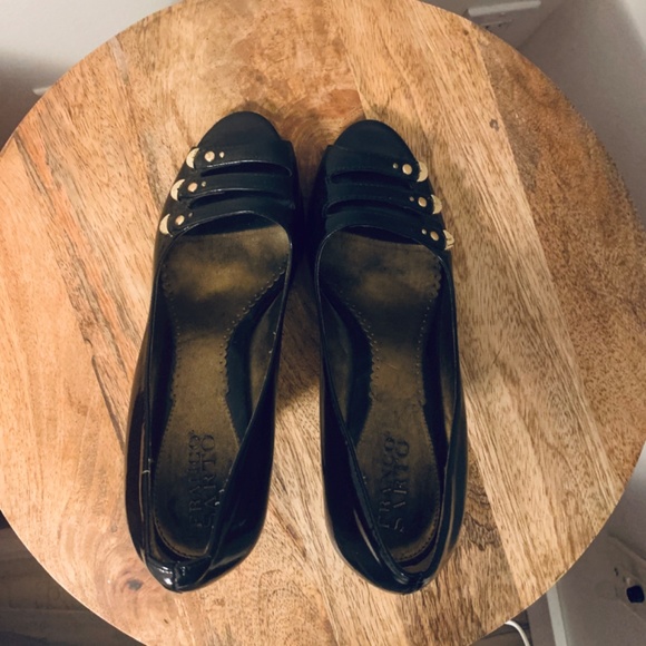 Black Peep Toe Heels Sz-8 - Picture 5 of 6